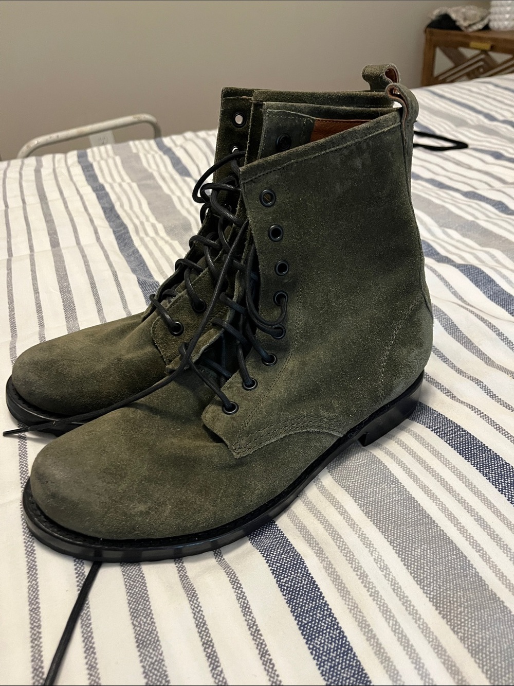 Frye Olive Suede Lace-Up Boots